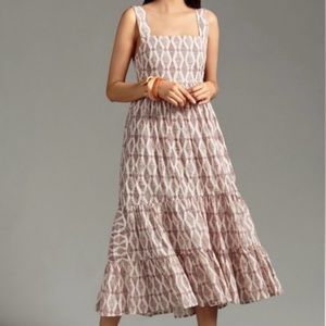 NWOT Anthropologie Square-back Tiered Dress